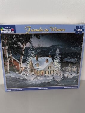 White Mountain NIB Friends in Winter 1000 Piece Puzzle